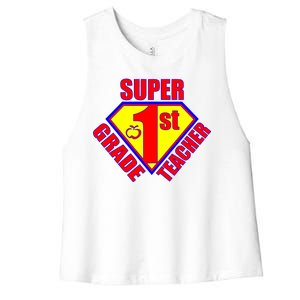 Super 1st Grade Teacher Women's Racerback Cropped Tank