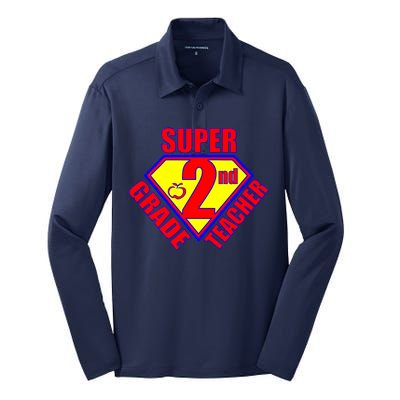 Super 2nd Grade Teacher Silk Touch Performance Long Sleeve Polo