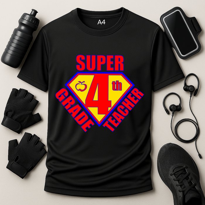 Super 4th Grade Teacher Cooling Performance Crew T-Shirt