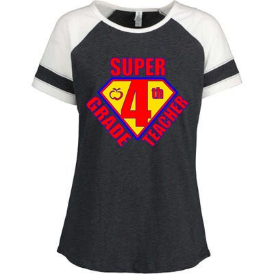 Super 4th Grade Teacher Enza Ladies Jersey Colorblock Tee