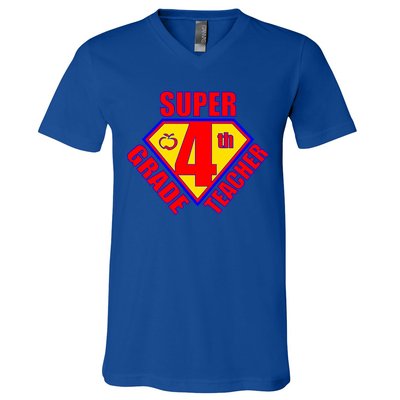 Super 4th Grade Teacher V-Neck T-Shirt