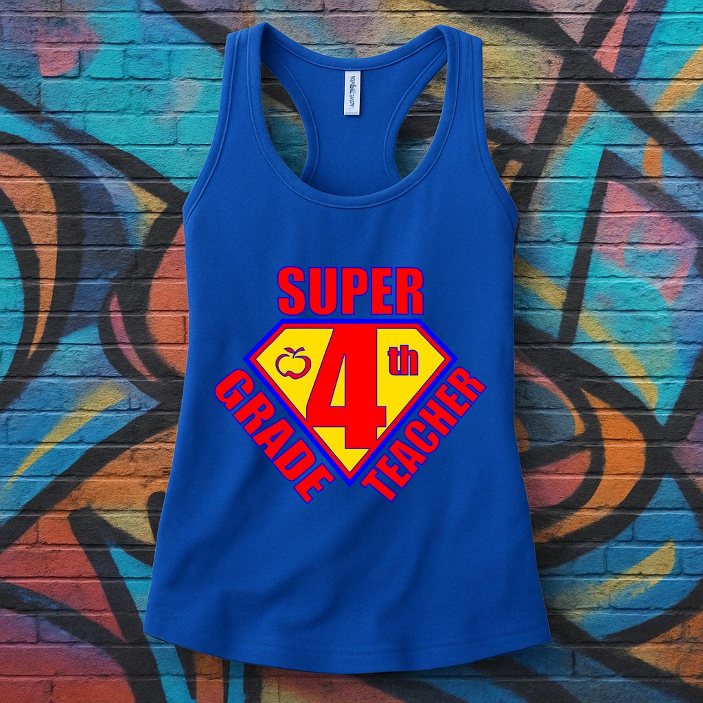 Super 4th Grade Teacher Womens Tank Top