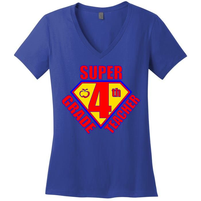 Super 4th Grade Teacher Women's V-Neck T-Shirt