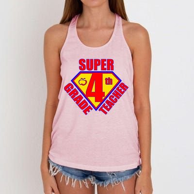 Super 4th Grade Teacher Women's Knotted Racerback Tank