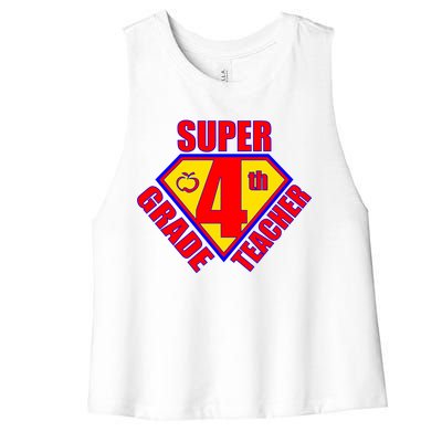 Super 4th Grade Teacher Women's Racerback Cropped Tank