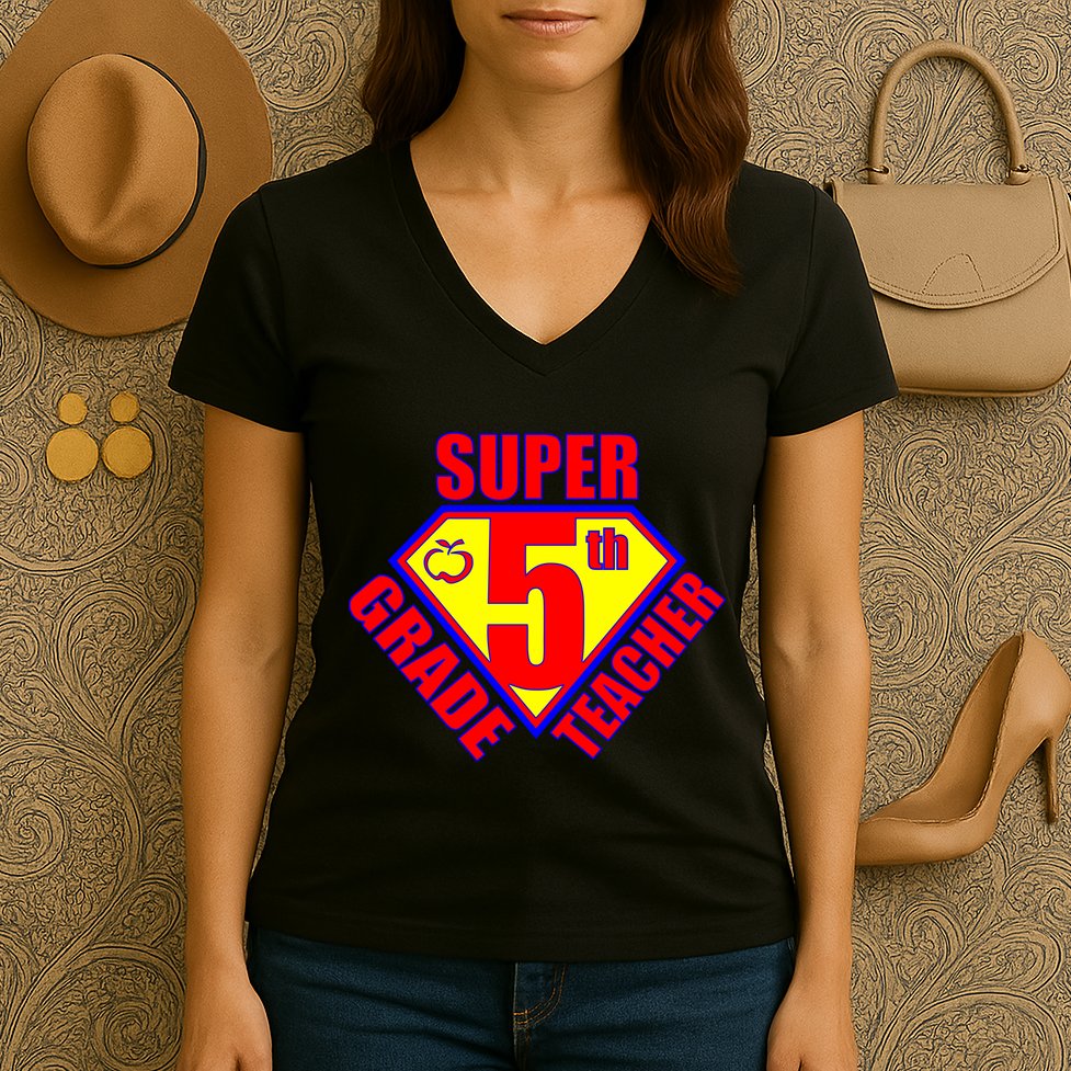Super 5th Grade Teacher Women's V-Neck T-Shirt