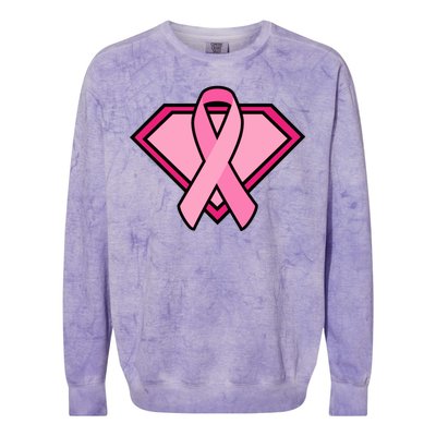 Super Breast Cancer Superhero Colorblast Crewneck Sweatshirt