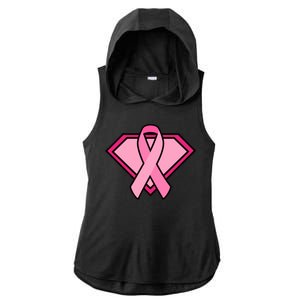 Super Breast Cancer Superhero Ladies PosiCharge Tri-Blend Wicking Draft Hoodie Tank