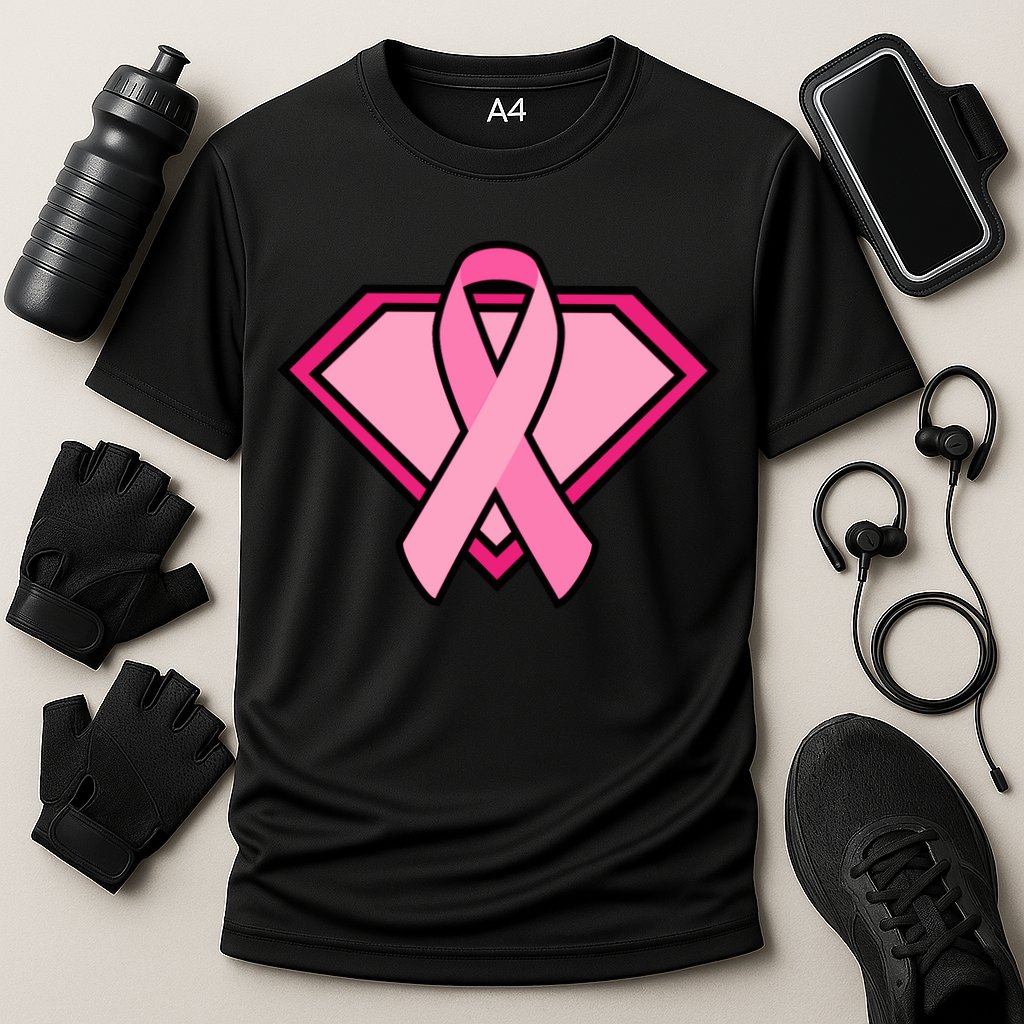 Super Breast Cancer Superhero Cooling Performance Crew T-Shirt