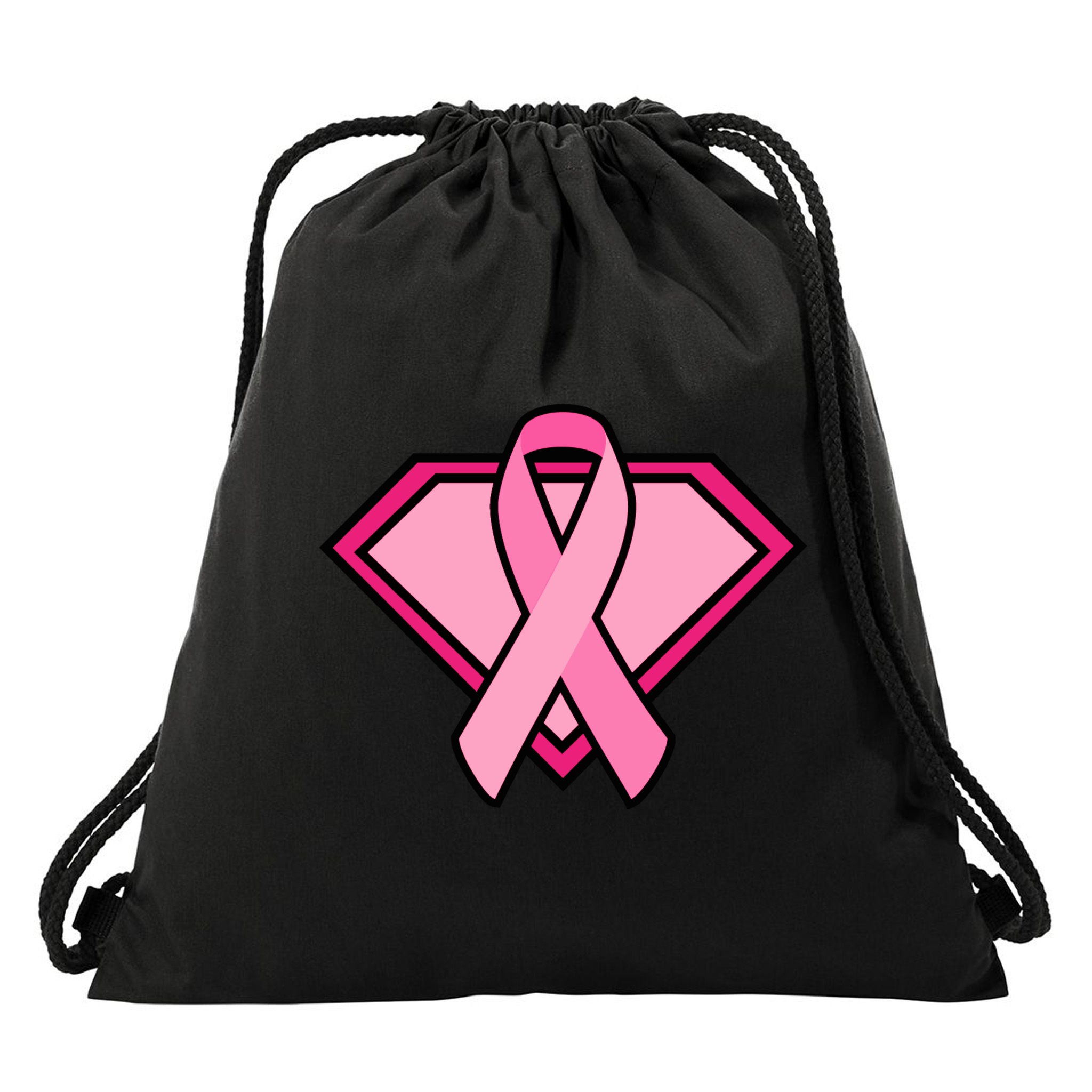 Super Breast Cancer Superhero Drawstring Bag