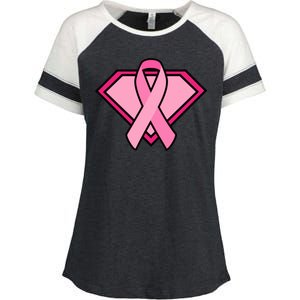 Super Breast Cancer Superhero Enza Ladies Jersey Colorblock Tee