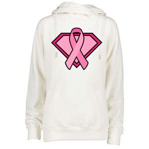 Super Breast Cancer Superhero Womens Funnel Neck Pullover Hood