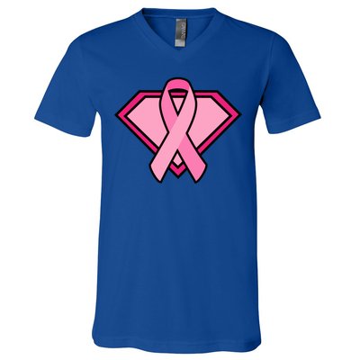 Super Breast Cancer Superhero V-Neck T-Shirt