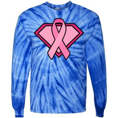 Super Breast Cancer Superhero Tie-Dye Long Sleeve Shirt