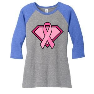 Super Breast Cancer Superhero Women's Tri-Blend 3/4-Sleeve Raglan Shirt