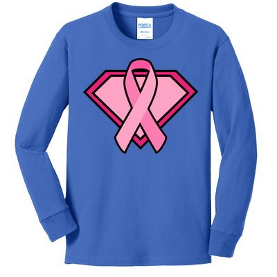 Super Breast Cancer Superhero Kids Long Sleeve Shirt