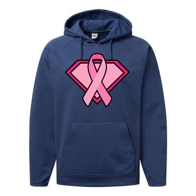 Super Breast Cancer Superhero Performance Fleece Hoodie