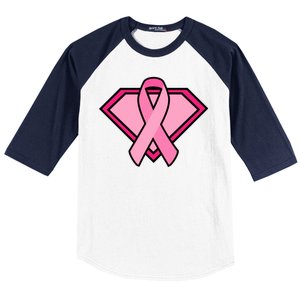 Super Breast Cancer Superhero Baseball Sleeve Shirt