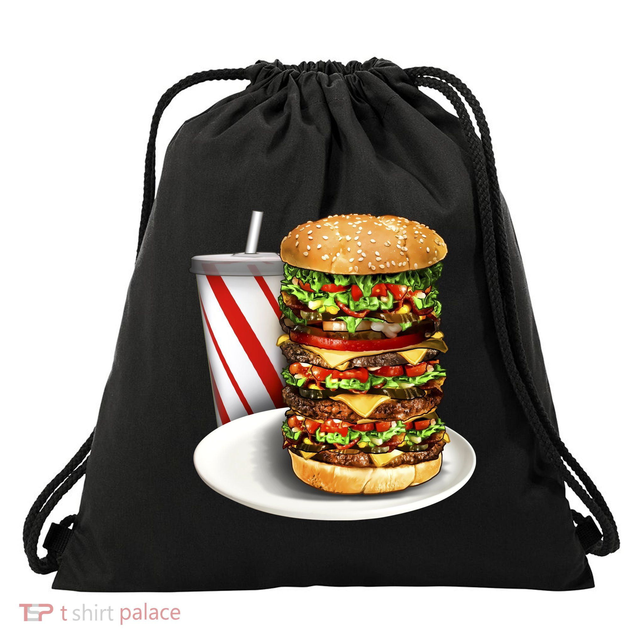Super Burger Drawstring Bag