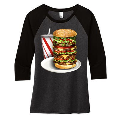 Super Burger Women's Tri-Blend 3/4-Sleeve Raglan Shirt