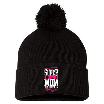 Super Cool Mom Pom Pom 12in Knit Beanie