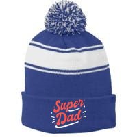 Super Dad Fathers Day Stripe Pom Pom Beanie