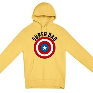 Super Dad Superhero Shield Father's Day Premium Pullover Hoodie