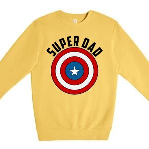 Super Dad Superhero Shield Father's Day Premium Crewneck Sweatshirt