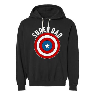 Super Dad Superhero Shield Father's Day Garment-Dyed Fleece Hoodie