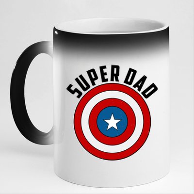 Super Dad Superhero Shield Father's Day 11oz Black Color Changing Mug