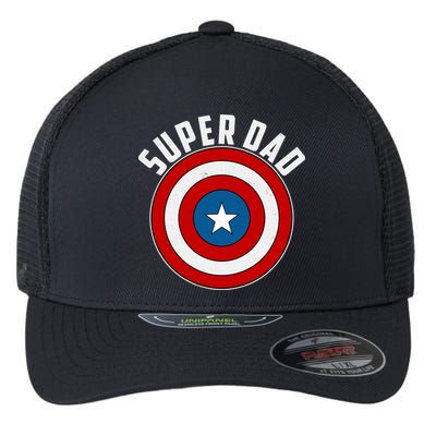 Super Dad Superhero Shield Father's Day Flexfit Unipanel Trucker Cap
