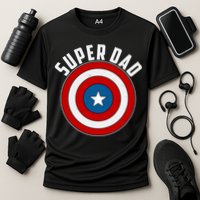 Super Dad Superhero Shield Father's Day Cooling Performance Crew T-Shirt