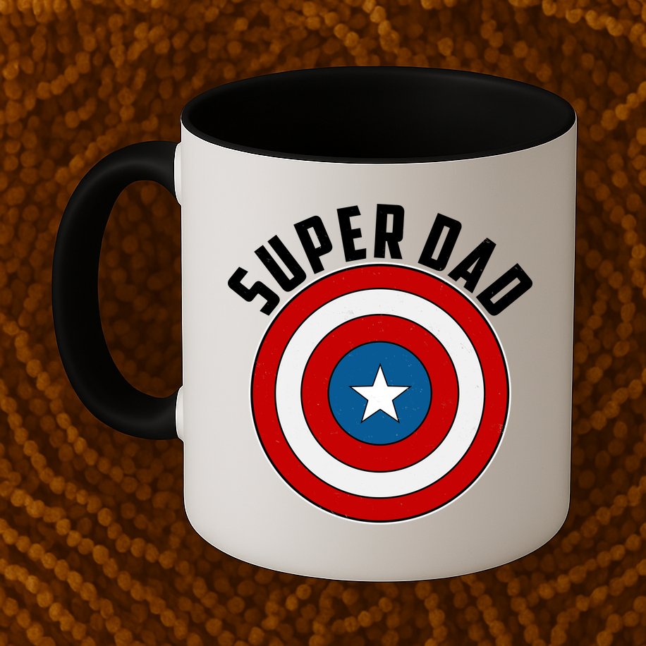 Super Dad Superhero Shield Father's Day Mug
