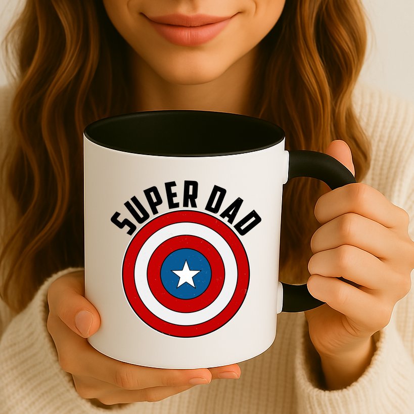 Super Dad Superhero Shield Father's Day Mug
