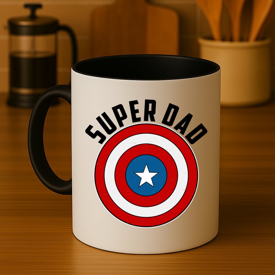 Super Dad Superhero Shield Father's Day Mug