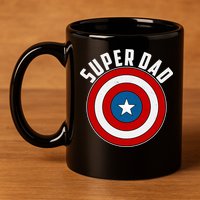 Super Dad Superhero Shield Father's Day 11oz C Handle Ceramic Mug