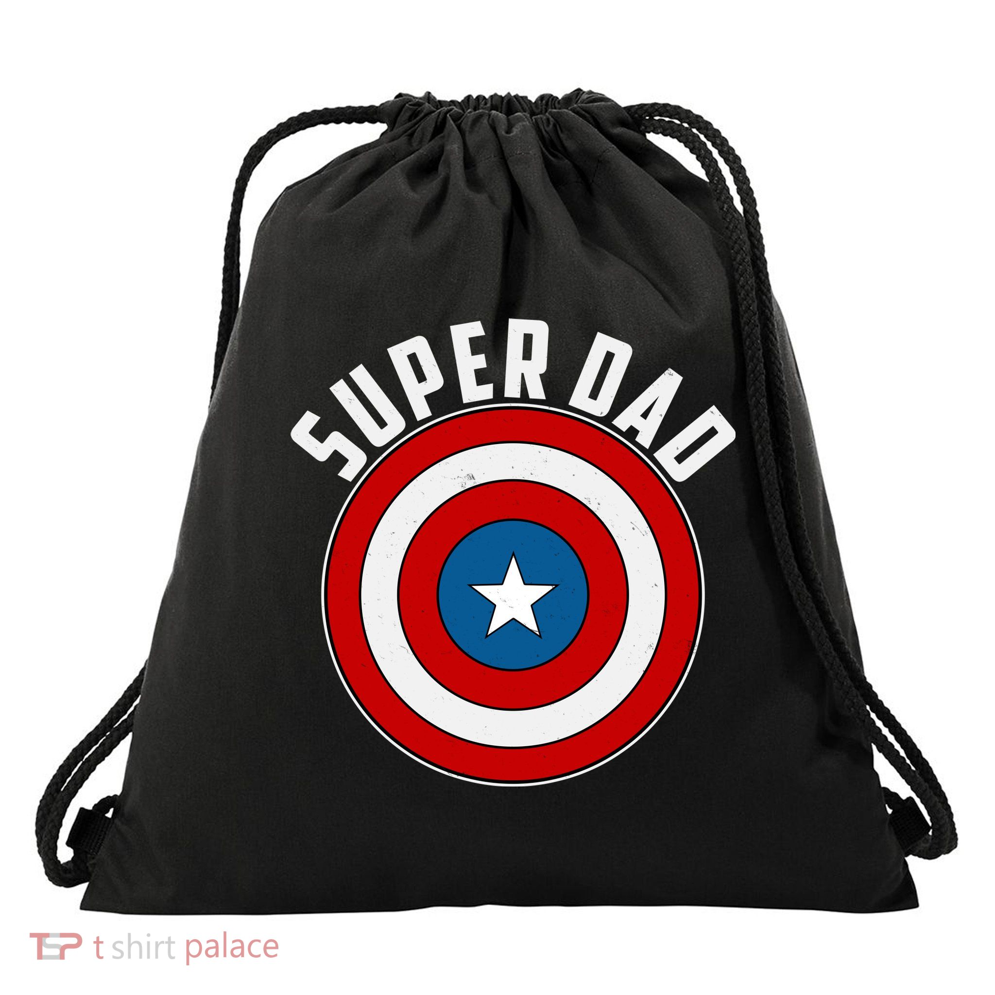 Super Dad Superhero Shield Father's Day Drawstring Bag