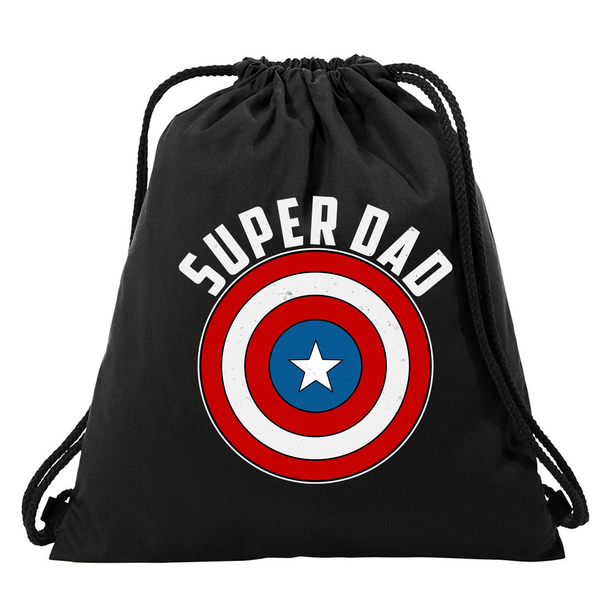 Super Dad Superhero Shield Father's Day Drawstring Bag