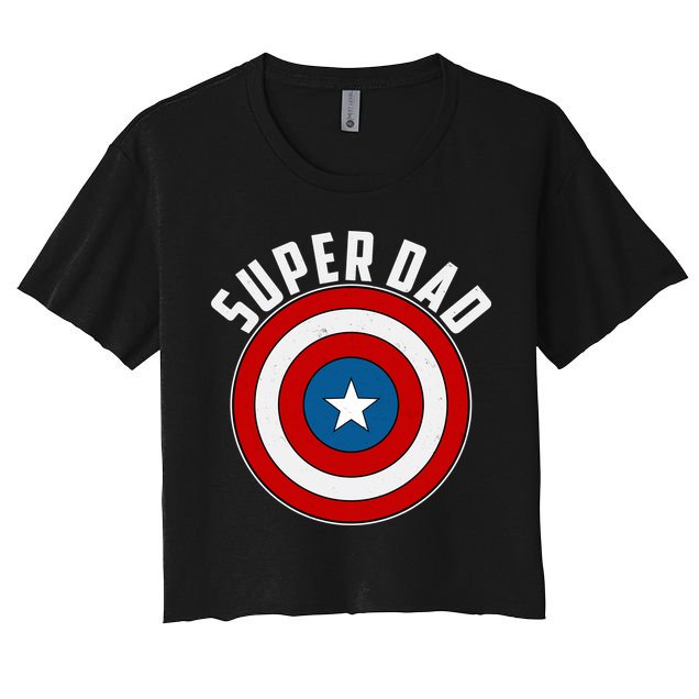 Super Dad Superhero Shield Father's Day Crop Top