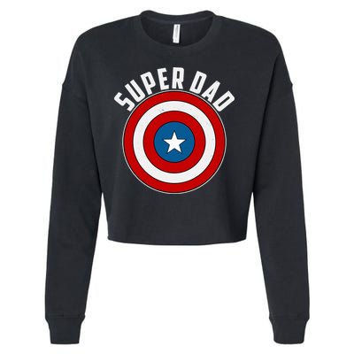 Super Dad Superhero Shield Father's Day Cropped Pullover Crew