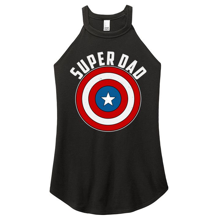Super Dad Superhero Shield Father's Day Women's Perfect Tri Rocker Tank