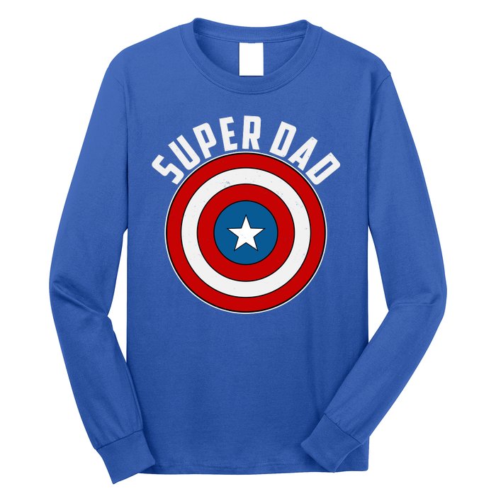 Super Dad Superhero Shield Father's Day Long Sleeve Shirt