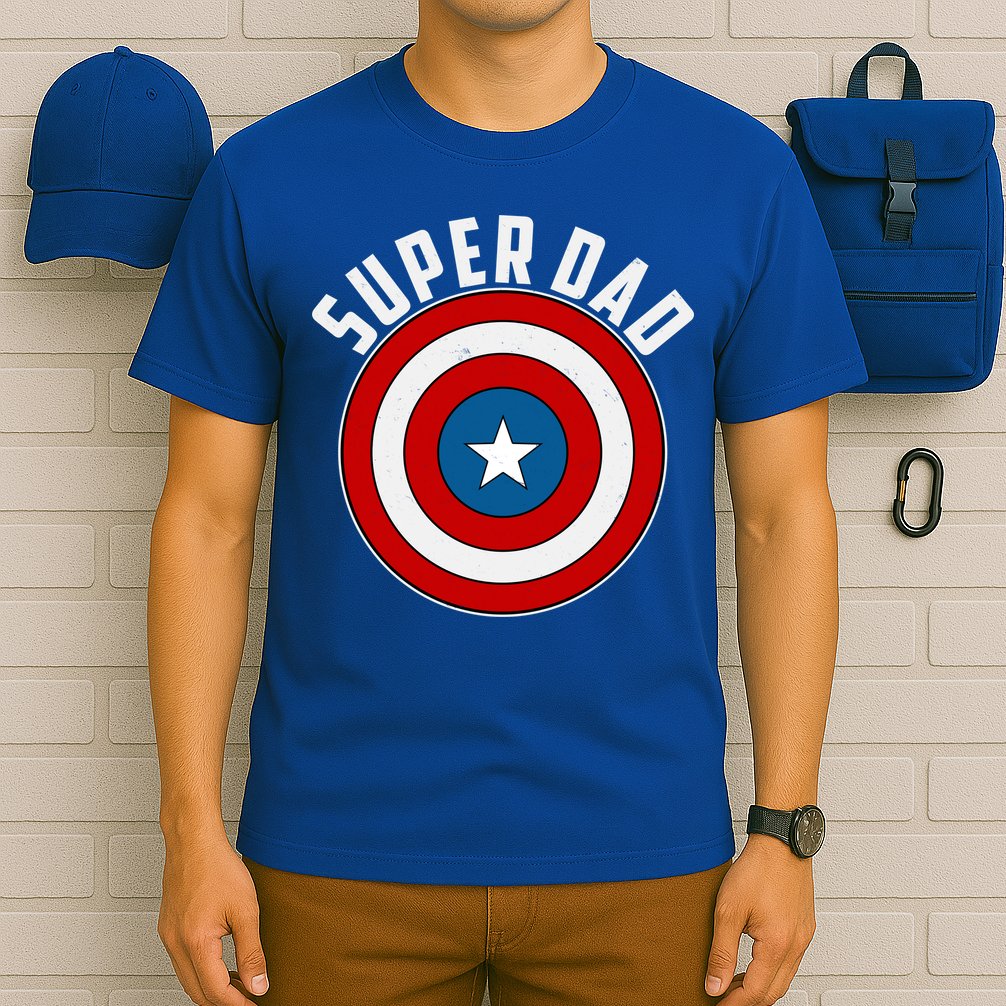 Super Dad Superhero Shield Father's Day T-Shirt
