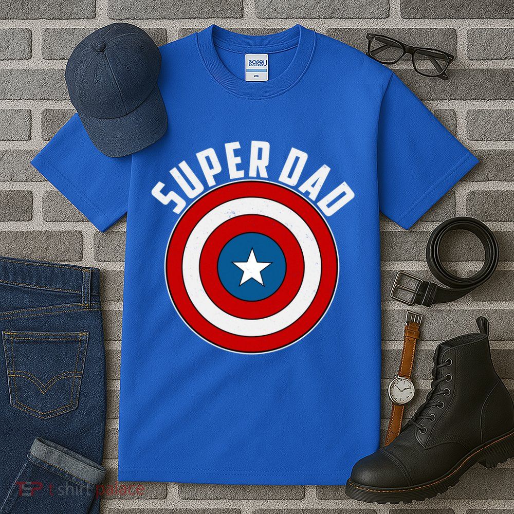 Super Dad Superhero Shield Father's Day Tall T-Shirt