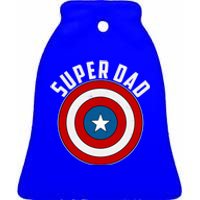 Super Dad Superhero Shield Father's Day Ceramic Bell Ornament