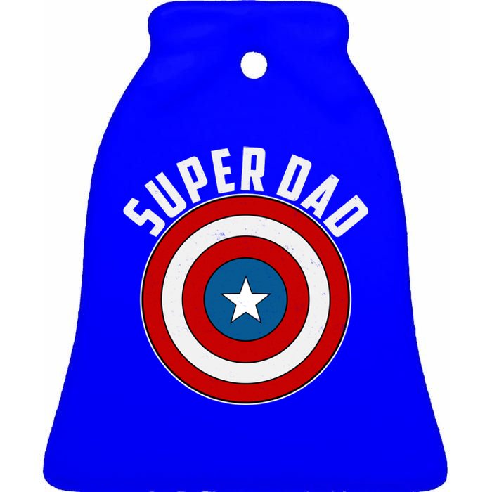 Super Dad Superhero Shield Father's Day Ceramic Bell Ornament