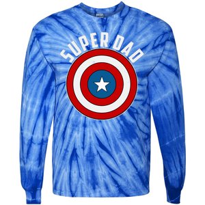 Super Dad Superhero Shield Father's Day Tie-Dye Long Sleeve Shirt