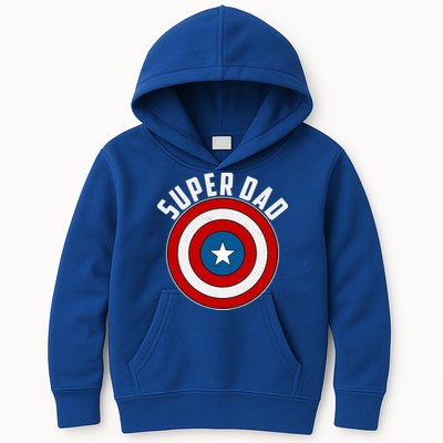 Super Dad Superhero Shield Father's Day Kids Hoodie
