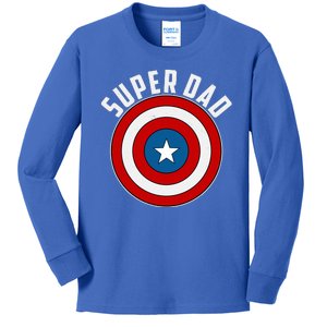 Super Dad Superhero Shield Father's Day Kids Long Sleeve Shirt