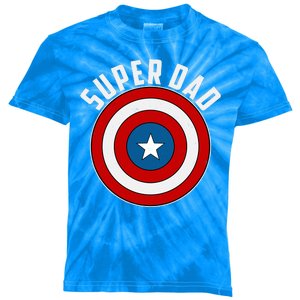 Super Dad Superhero Shield Father's Day Kids Tie-Dye T-Shirt